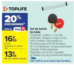 Carrefour Set de tennis de table offre
