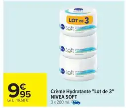Carrefour Crème Hydratante Lot de 3 NIVEA SOFT offre