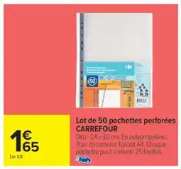 Carrefour Lot de 50 pochettes perforées CARREFOUR offre
