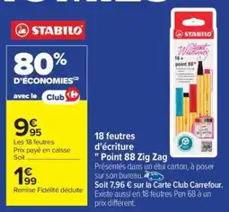 Carrefour STABILO Point 88 Zig Zag offre
