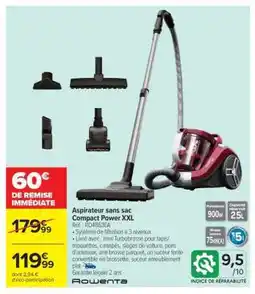 Carrefour Aspirateur sans sac Compact Power XXL offre