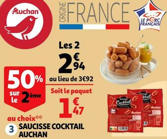 Auchan Auchan saucisse cocktail offre