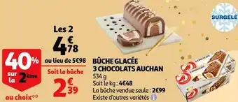 Auchan Auchan bûche glacée 3 chocolats offre
