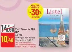 G20 LISTEL Vin Terres du Midi IGP offre