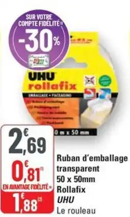 G20 UHU Ruban d'emllage transparent 50 x 50mm Rollafix offre