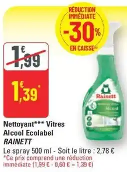 G20 RAINETT Nettoyant Vitres Alcool Ecolabel offre