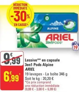 G20 ARIEL Lessive en capsule 3en1 Pods Alpine offre