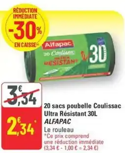 G20 ALFAPAC 20 sacs poubelle Coulissac Ultra Résistant offre