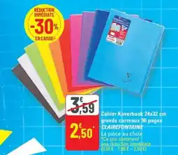 G20 CLAIREFONTAINE Cahier Koverbook 24x32 cm grands carreaux 96 pages offre