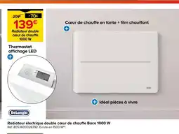 Castorama DeLonghi Radiateur électrique double coeur de chauffe Baco 1000 W offre