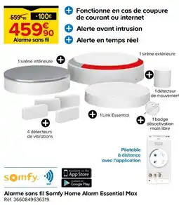 Castorama Somfy Alarme sans fil Home Alarm Essential Max offre
