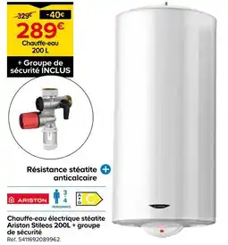 Castorama ARISTON Chauffe-eau électrique stéatite Ariston Stileos 200L + groupe de sécurité offre