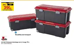Castorama SUNDIS Lot de 3 Campers bricolage noir et rouge 75 L offre