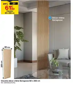 Castorama Claustra décor chêne Saragosse 60 x 250 cm offre