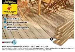 Castorama Klikstrom Lame de terrasse Lemhi pin du Nord L. 240 x l. 14,4 x ép. 2,7 cm offre