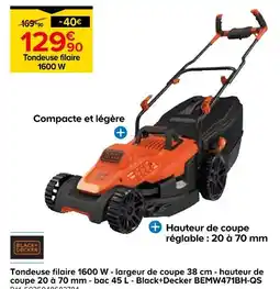 Castorama Black+Decker Tondeuse filaire 1600 W offre