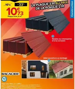 Castorama BACACIER Plaque acier Alizé L. 3 x l. 0,85 m offre