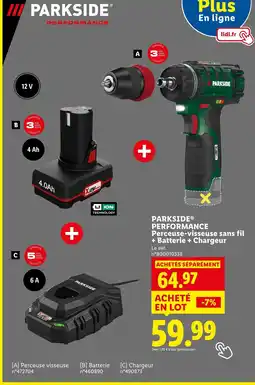 Lidl Parkside Perceuse-visseuse sans fil + Batterie + Chargeur offre