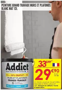 Décor Discount Facile - peinture grand travaux murs et plafonds blanc mat 12l offre