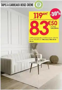 Décor Discount Tex - tapis à carreaux beige crème offre
