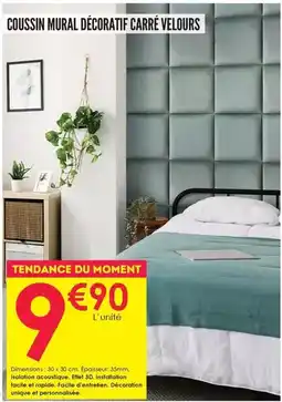 Décor Discount Facile - coussin mural décoroatif carré velours offre