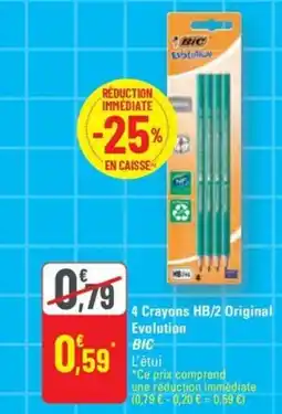 G20 BIC 4 Crayons HB/2 Original Evolution offre