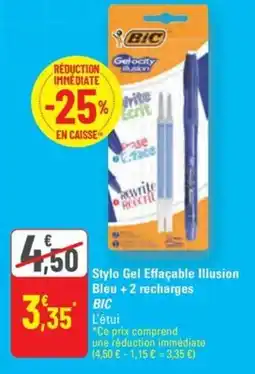 G20 BIC Stylo Gel Effaçable Illusion Bleu + 2 recharges offre