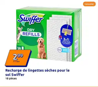 Action SWIFFER Recharge de lingettes sèches pour le sol offre