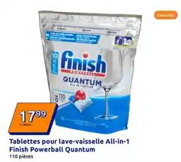 Action FINISH Tablettes pour lave-vaisselle All-in-1 Powerball Quantum offre