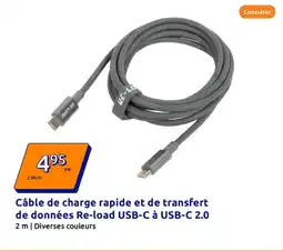 Action Câble de charge rapide et de transfert de données Re-load USB-C à USB-C 2.0 offre
