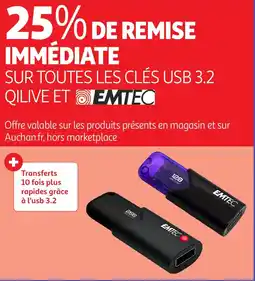Auchan EMTEC Sur toutes les clés usb 3.2 qilive et offre