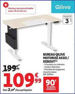 Auchan QILIVE Bureau motorisé assis/ debout offre