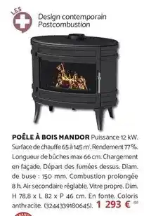 Bricomarché Dim - poêle à bois mandor offre