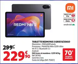 Auchan REDMI Tablette pad 2 grise 8/256go offre