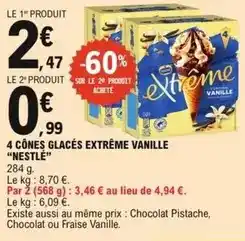 E.Leclerc Nestlé - 4 cônes glacés extrême vanille offre