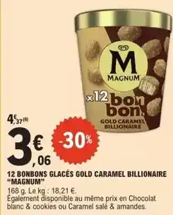 E.Leclerc Magnum - 12 bonbons glacés gold caramel billionaire offre