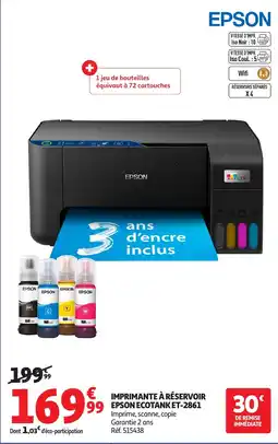 Auchan EPSON Imprimante à réservoir ecotank et-2861 offre