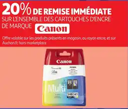 Auchan CANON Sur l'ensemble des cartouches d'encre de marque offre
