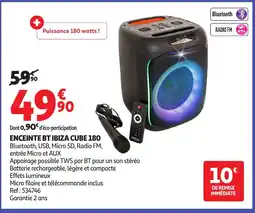 Auchan Enceinte bt ibiza cube 180 offre