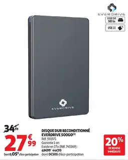 Auchan EVERDRIVE Disque dur reconditionné 500go offre