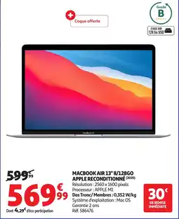 Auchan Macbook air 13" 8/128go apple reconditionné offre