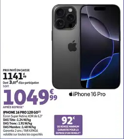 Auchan Iphone 16 pro 128 go offre