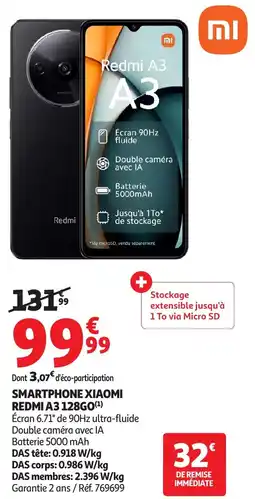 Auchan REDMI Smartphone xiaomi a3 128go offre