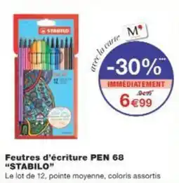 Monop' Feutres d'écriture pen 68 stabilo offre
