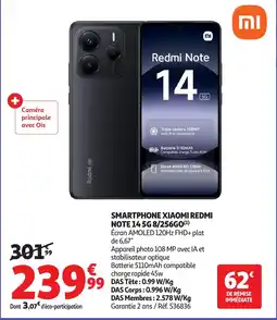 Auchan REDMI Smartphone xiaomi note 14 5g 8/256go offre