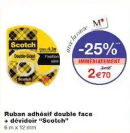 Monop' Ruban adhésif double face + dévidoir scotch offre