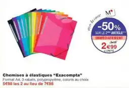 Monop' Chemises à élastiques exacompta offre