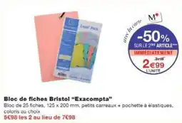 Monop' Bloc de fiches bristol exacompta offre