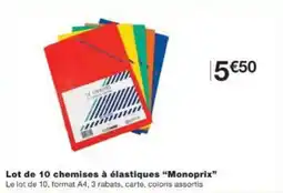 Monop' Lot de 10 chemises à élastiques monoprix offre