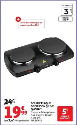 Auchan QILIVE Double plaque de cuisson q,6584 offre